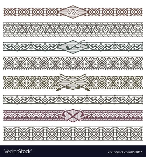 Ethnic native american border patterns Royalty Free Vector