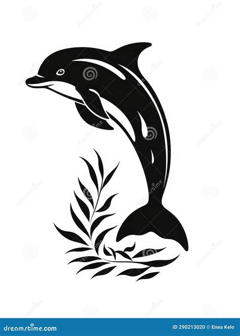 Silhouette of a Cute Dolphin Stock Illustration - Illustration of ...