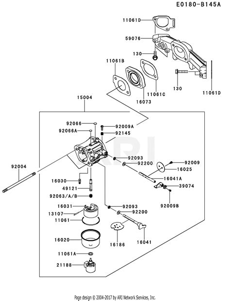 Kawasaki FR651V-AS55 4 Stroke Engine FR651V Parts Diagram for CARBURETOR