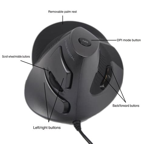 J-Tech Digital Scroll Endurance Wired Mouse Ergonomic Vertical USB Mouse With Adjustable ...