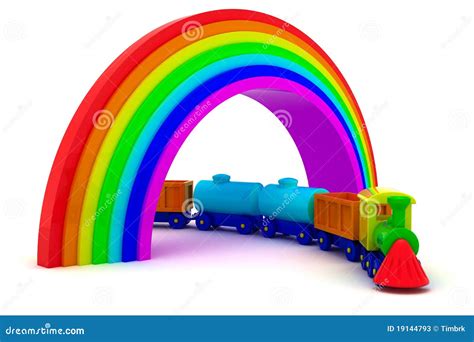 Train under rainbow stock illustration. Illustration of multicolored - 19144793