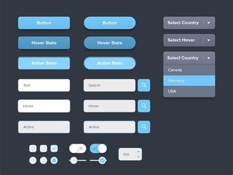 Button/Form UI Kit - Icon Deposit | Ui design principles, Ui kit, Web ...