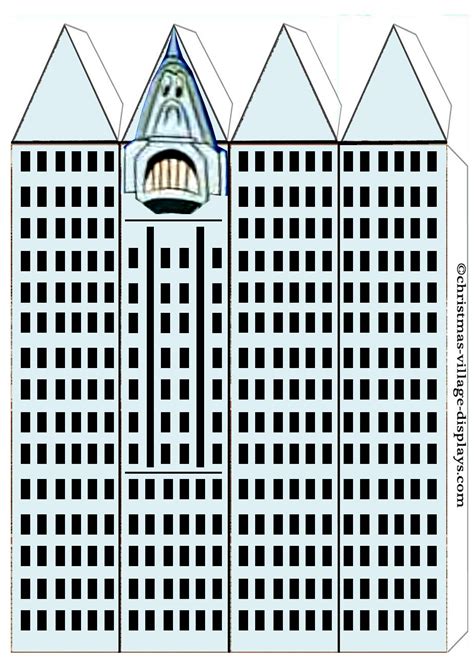 Tall White Building - 3d paper template | Paper city, Paper house template, House template