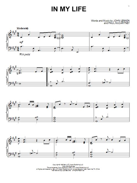 In My Life Sheet Music | The Beatles | Piano Solo