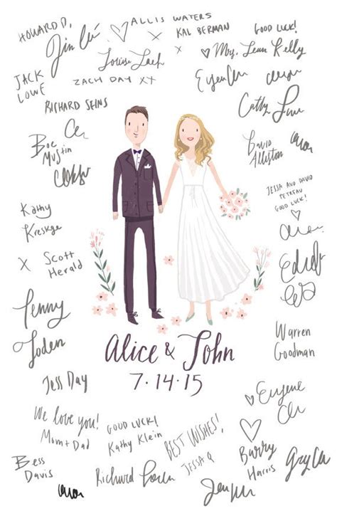 Custom Illustrated Wedding Guest Book Guest Book Portrait - Etsy | Wedding guest book, Wedding ...