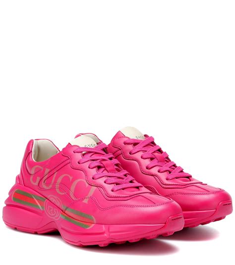 Gucci Rhyton Logo Leather Sneaker in Fuchsia (Pink) - Save 25% - Lyst