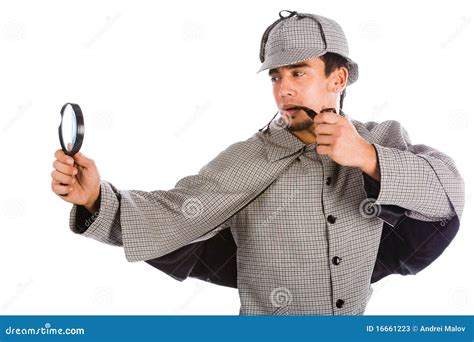 Sherlock Holmes with Magnifying Glass Stock Image - Image of mystery, costume: 16661223