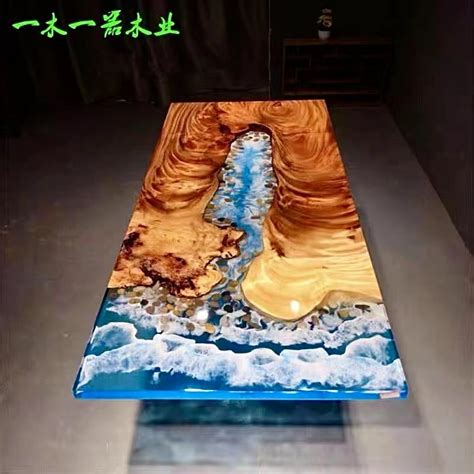 New Chinese Minimalist Resin River Table Tea Table Dining Table Solid ...