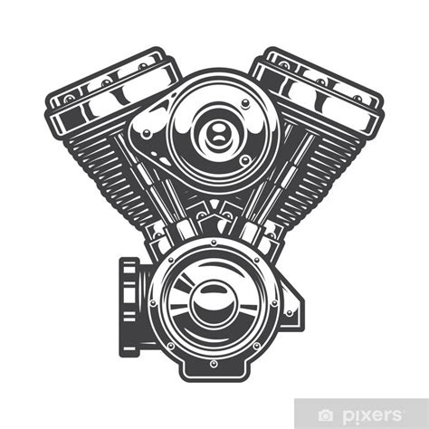 Sticker Illustration of motorcycle engine - PIXERS.CA