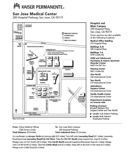 Hearing Aid Center - Campus Map - Kaiser Permanente San Jose