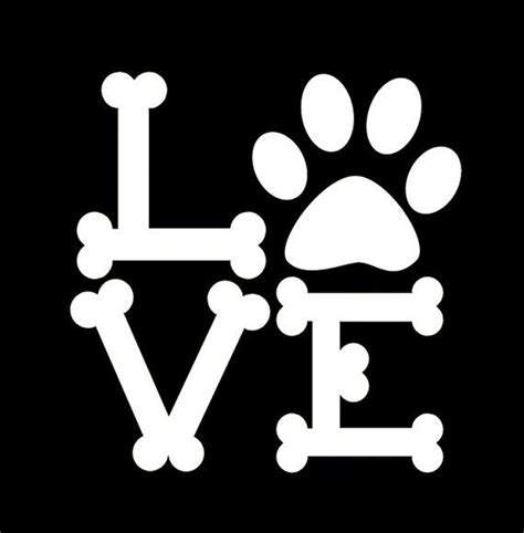 Pet Decal With Text LOVE Paw Print & Dog Bone Font Cutout | Etsy | Dog paw print, Paw print, Paw ...