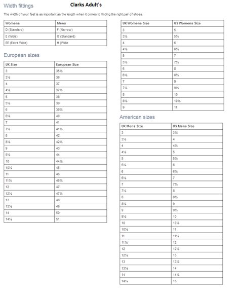 Clarks Conversion Charts | Blunts Shoes Official Site