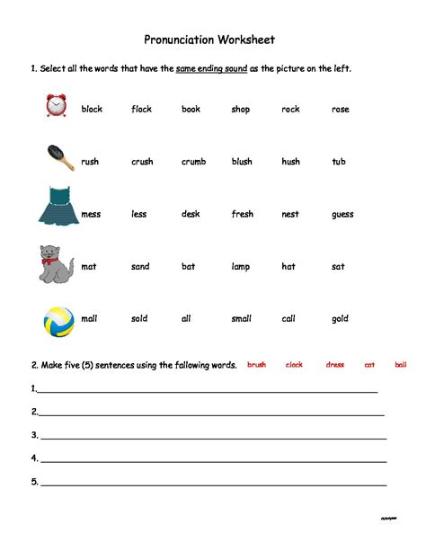 Pronunciation Worksheet - ACCURATE APPROACH - Worksheets Library