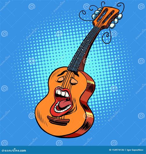 Emoji Character Emotion Acoustic Guitar Musical Instrument Stock Vector - Illustration of melody ...