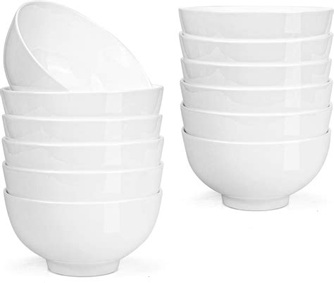 Amazon.com: Brew To A Tea BTaT- White Cereal Bowls, Set of 12, 16 ...