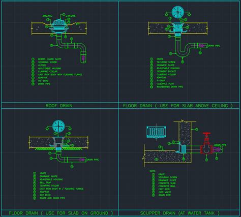 Roof Drain And Floor Drain | | CAD Block And Typical Drawing For Designers