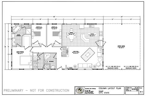 30w 60l floor plans w 1 column layout worldwide steel | Metal building ...