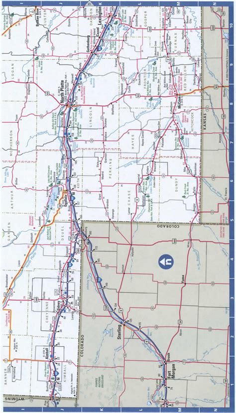 Western Nebraska detailed map.Map of West Nebraska cities and highways