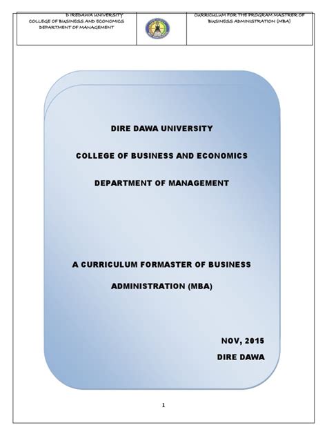 Mba Curriculum Final | PDF | Master Of Business Administration ...