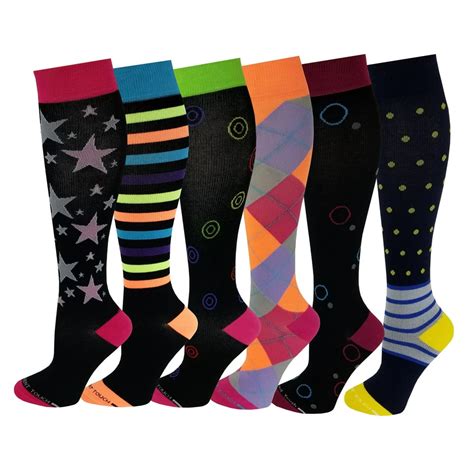 Different Touch 6 Pairs Pack Women Graduated Compression Knee High Socks 9-11 - Walmart.com ...