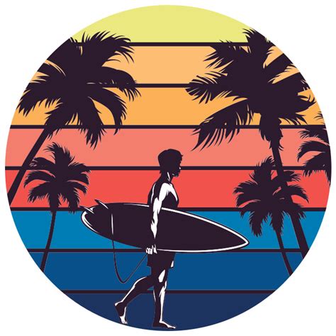 Hawaii surfing retro wall stickers - TenStickers