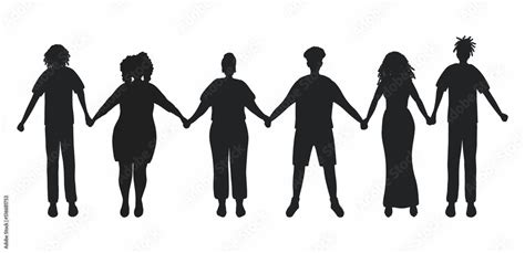 Stockvector Black people holding hands. Black silhouettes of black men ...