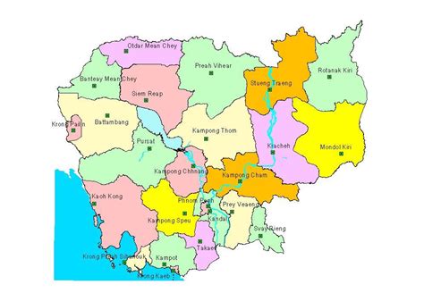 Cambodia map provinces - Map of Cambodia provinces (South-Eastern Asia ...