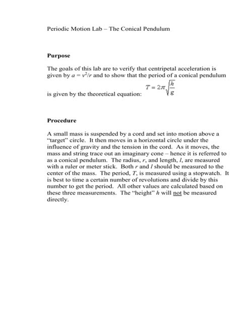 Conical Pendulum Experiment