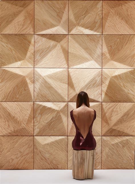 3D multi-layer wall covering of real wooden veneers. #interiordesign # ...