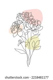 Beautiful Peony Flower Line Art Concept Stock Illustration 2218481177 ...