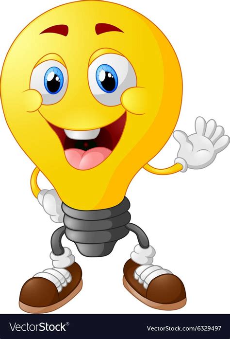 a yellow light bulb cartoon character waving