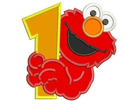 Elmo 1st Birthday Applique Design 3 sizes for Instant Download