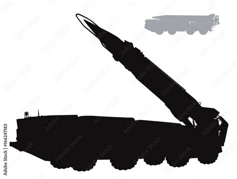 Military silhouettes. Vector tactical ballistic missile launcher Stock Vector | Adobe Stock