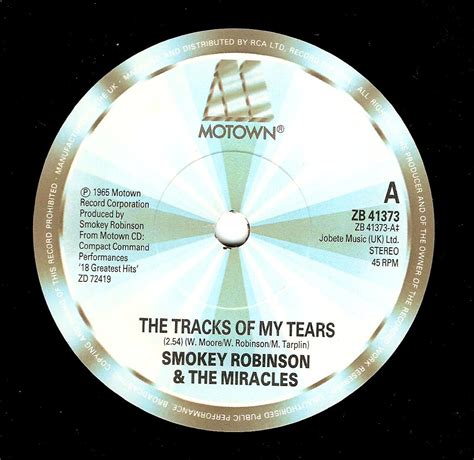 SMOKEY ROBINSON The Tracks Of My Tears Vinyl Record 7 Inch Motown 1987