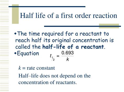 Half Life Equation First Order - slideshare