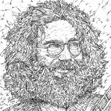 JERRY GARCIA black and white pencil portrait .1 Drawing by Fabrizio ...