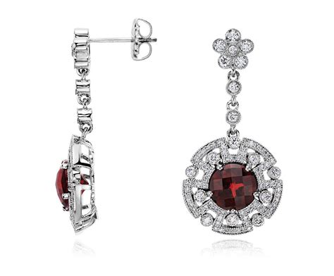 Garnet and diamond drop earrings, I wish... | Diamond drop earrings, Diamond stores, 14k white ...