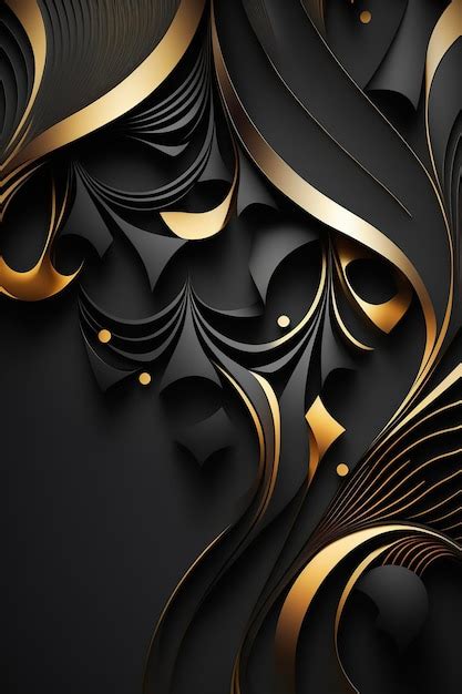 Premium AI Image | Abstract black and gold 3d wallpaper