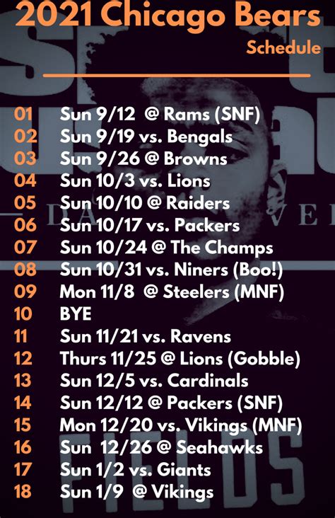 Da Bears Blog | 2021 Chicago Bears Schedule