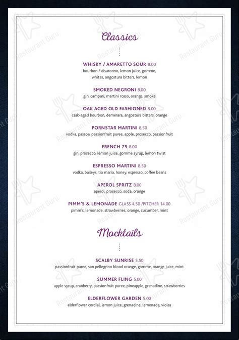 Menu at The Plough, Scalby pub & bar, Scarborough