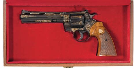 Engraved and Gold Highlighted Colt Python Double Action Revolver with Presentation Case