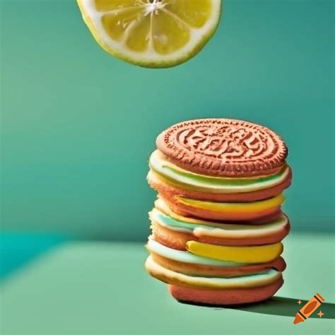 Collage of colorful lemon glazed oreo cookie on Craiyon