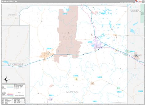 Monroe County, WI Wall Map Premium Style by MarketMAPS - MapSales