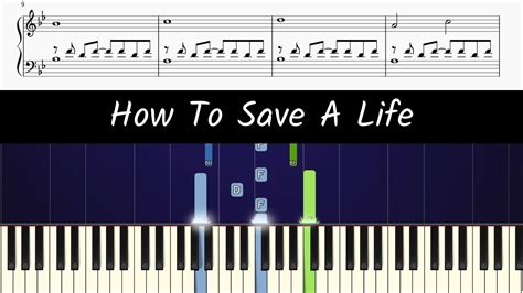 How to play piano part of How To Save A Life by The Fray (sheet music ...