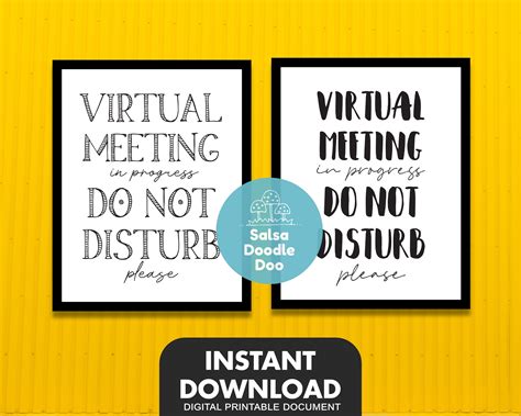 Printable Zoom Virtual Meeting Sign PDF Home Office WFH Wall | Etsy