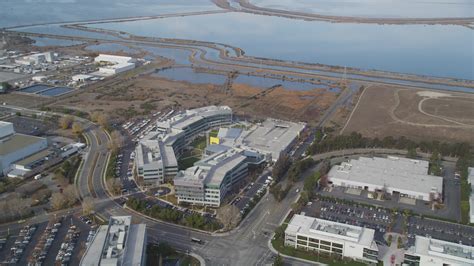 5K stock footage aerial video of flying by the Yahoo! Campus office ...