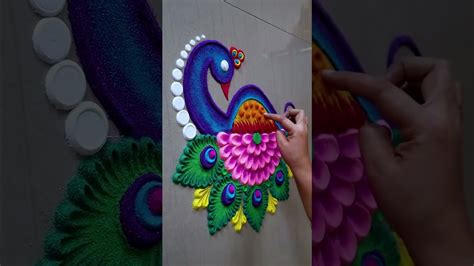 Peacock Rangoli Design for Diwali #shorts - YouTube