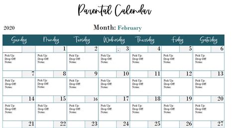 Co Parenting Calendar Template Excel