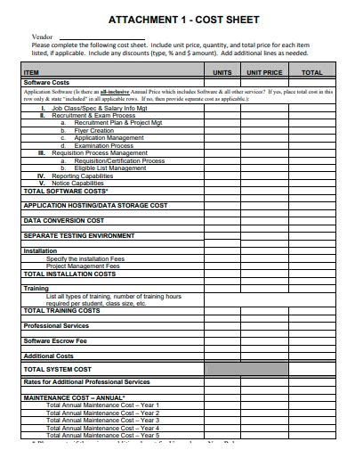 FREE 50+ Cost Sheet Format Samples in PDF