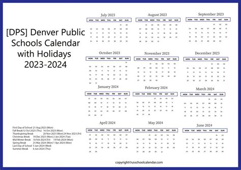 [DPS] Denver Public Schools Calendar with Holidays 2023-2024